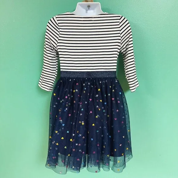 Chenault Girl Long Sleeve Heart Glitter Tutu Hem Dress Girls Size 4/5 - Picture 5 of 7